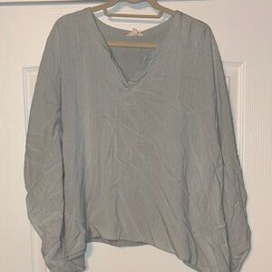 Cotton Bleu V-Neck Top